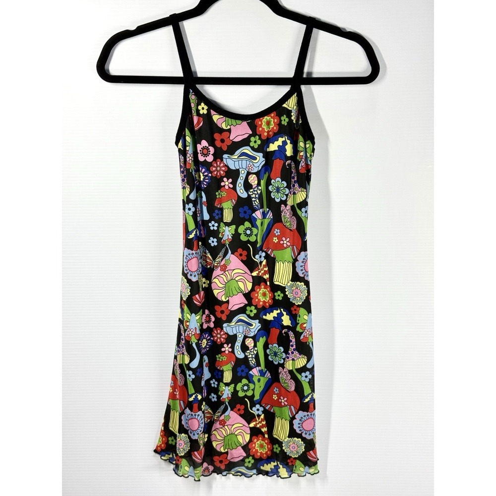 Dollskill Current Mood XS Dark Surreal World Mini Cami Mesh Slip Dress Mushroom